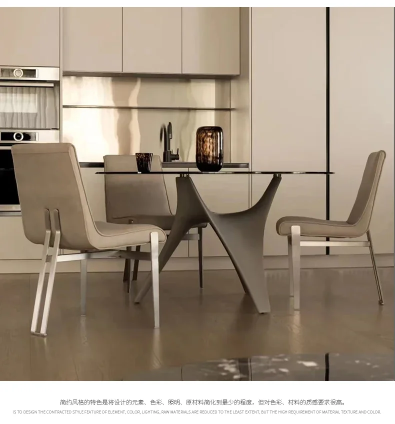 Italian Designer Model Minimalist Tempered Glass Dining Table Modern Simple Home Small Apartment Round Table