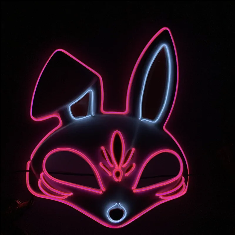 Escape Room Creative Half Face EL Mask Rabbit LED Luminous Mask Makeup Ball Party Prop