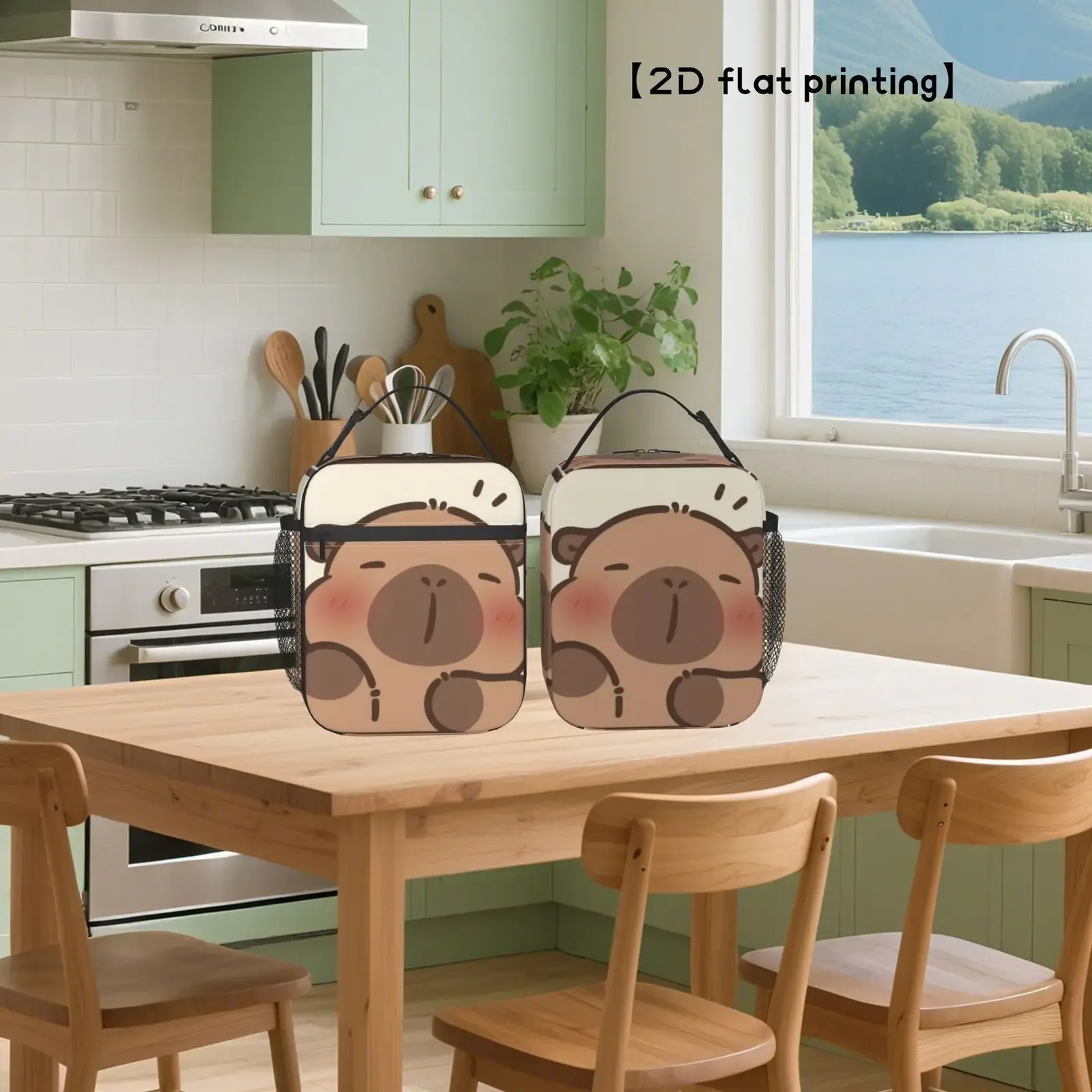 Cute Capybara Design Reusable Cooler Bag Portable Insulated Lunch Tote Ideal for Shopping Picnics Outdoor Activities Lunch Bag