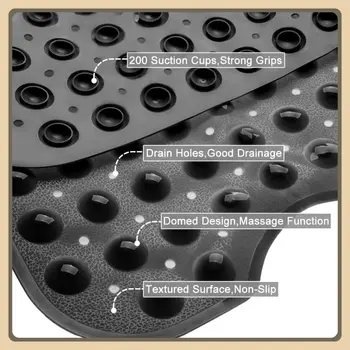 超長防滑浴墊 39x16 英寸,帶吸盤和排水孔,可機洗浴缸墊 6 最佳銷售 浴室墊 - №5