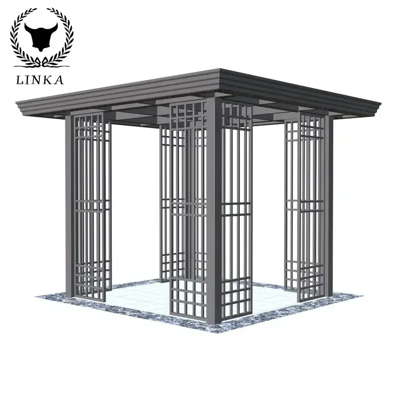 Wall mounted waterproof motorized outdoor gazebo modern aluminum louvre roof bioclimatic pergola for sunshade