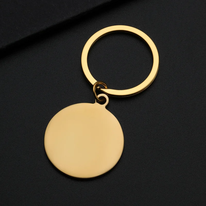 LLavero personalizado con placa redonda de acero inoxidable, accesorios para coche, regalo, venta al por mayor, 1 ud.