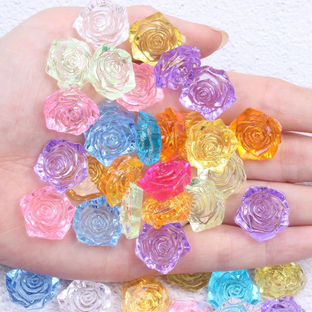 Rose Flower 18mm 200pcs Many Colors To Choose Half Imitation Pearls Flatback ABS Resin Material Great Clothes Shoes Scrapbooks