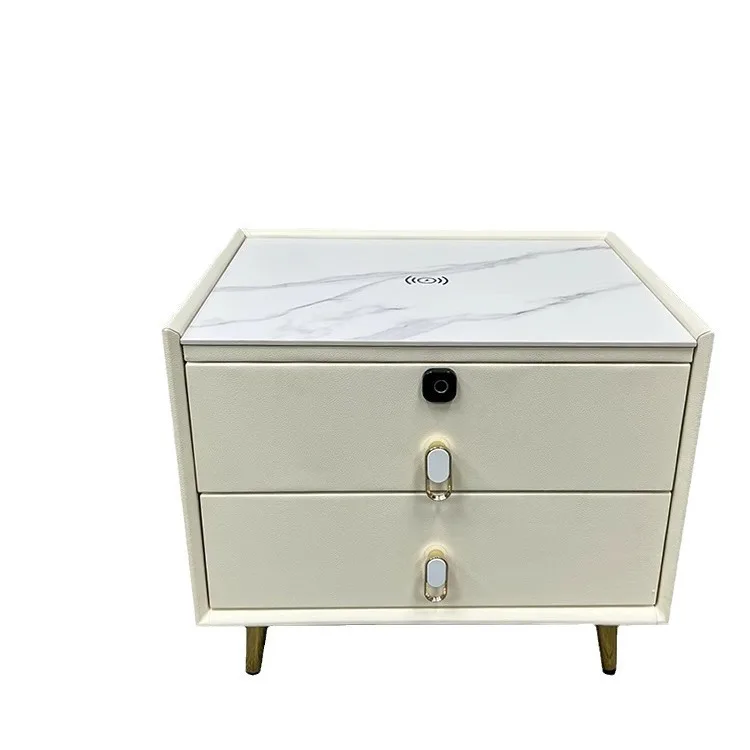 CX Smart All-Solid Wood Nightstand, Bluetooth Speaker, Fingerprint Unlocking, Wireless Charging, USB Connection