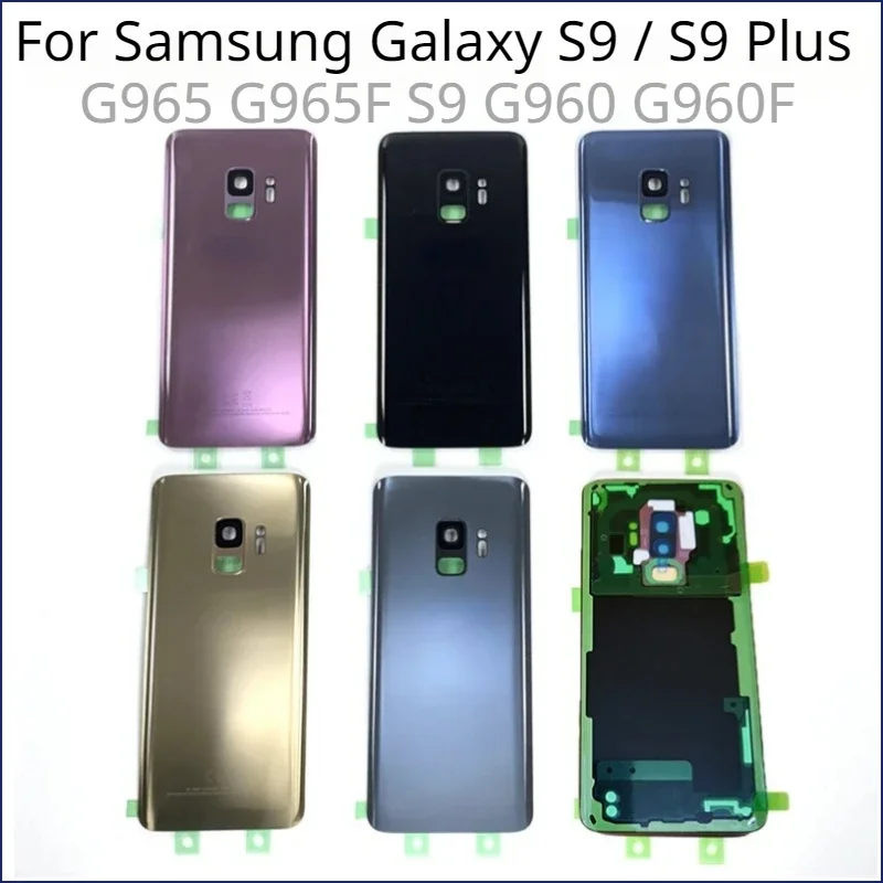 Back Cover For Samsung Galaxy S9 Plus S9+ G965 G965F S9 G960 G960F Battery Cover Rear Door Housing with Camera Lens Replacement