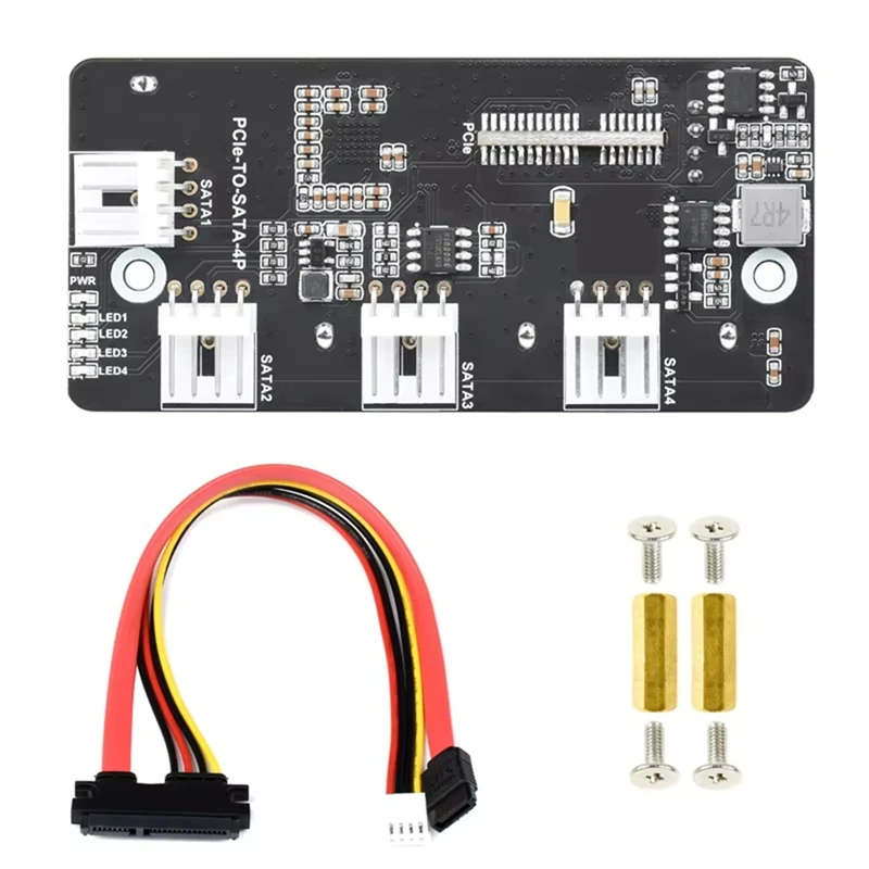 

AT93-For Raspberry Pi Compute Module 4 CM4 Pcie To SATA PCI-E To Four-Way SATA3.0 Card 6Gbps High-Speed SATA Expansion Board
