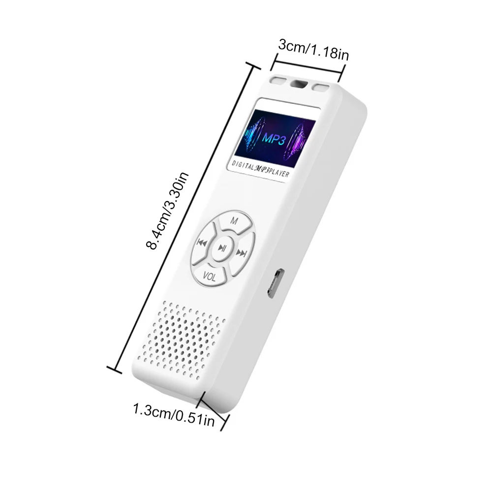 Lettore MP3 portatile Dittafono professionale Registrazione WAV Lettore musicale HiFi Walkman MP3 Altoparlante incorporato Registratore vocale Radio FM