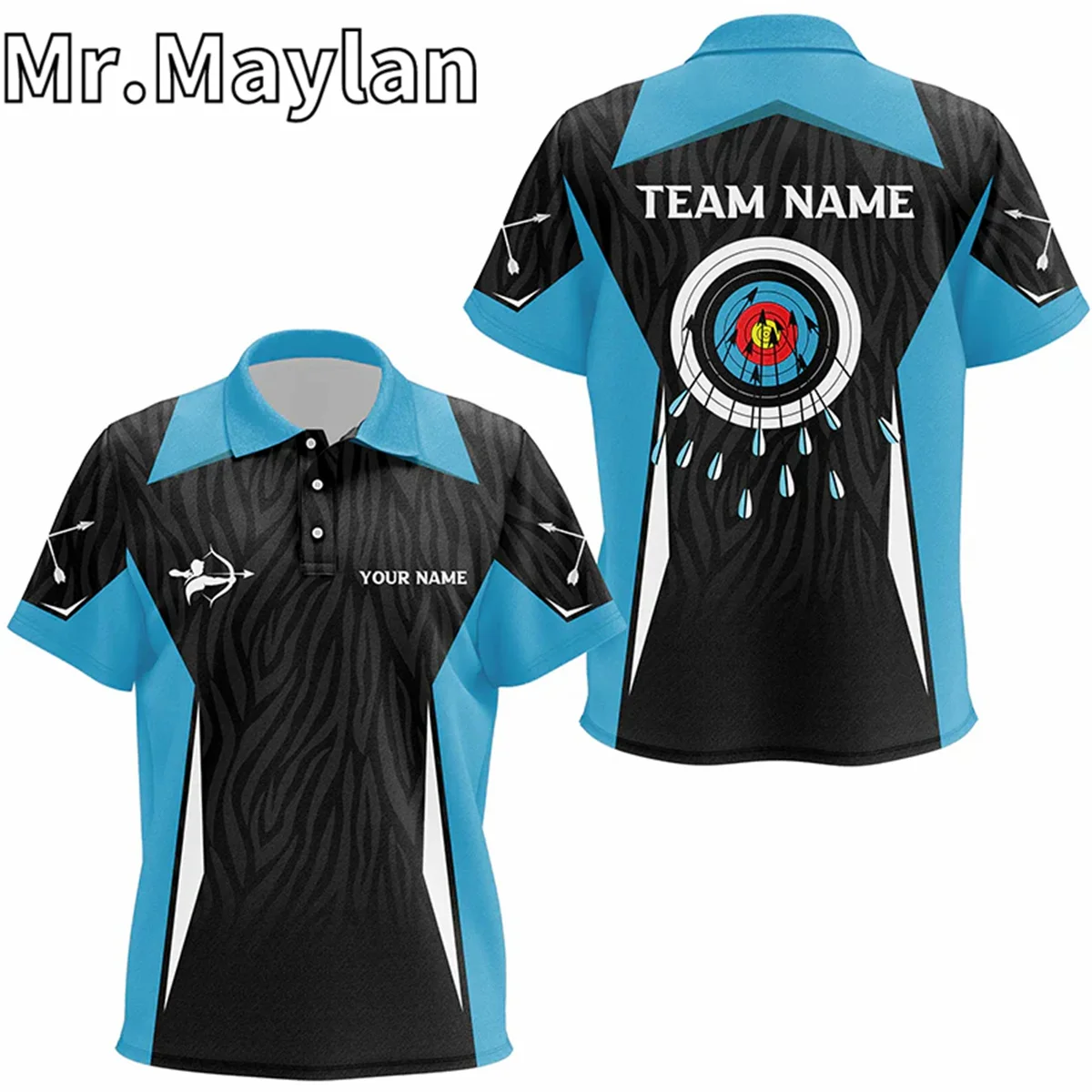 Aim Shoot Swear Repeat Archery 3D Target Custom Name Men Polo Shirts Custom Archery Team Uniform Shirt Summer Unisex Tee Tops