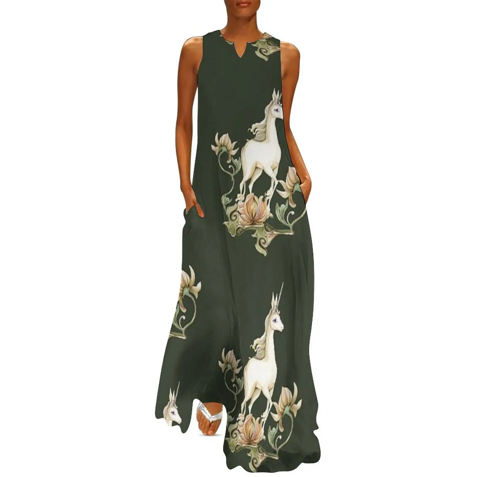 

Last Unicorn - Flower Garden Long Dress woman dress Dress women Female clothing
