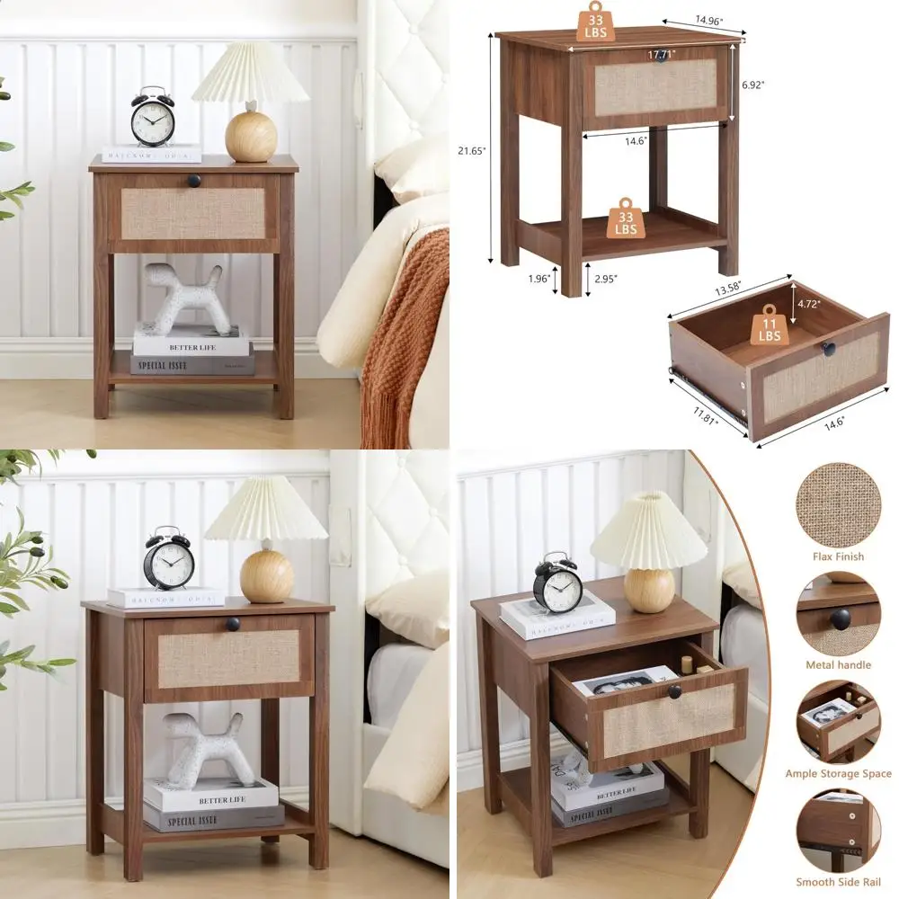 

Прикроватная тумбочка в современном фермерском доме с выдвижным ящиком, высококачественный стол 21,65 с льняной отделкой, приставной столик для спальни и гостиной