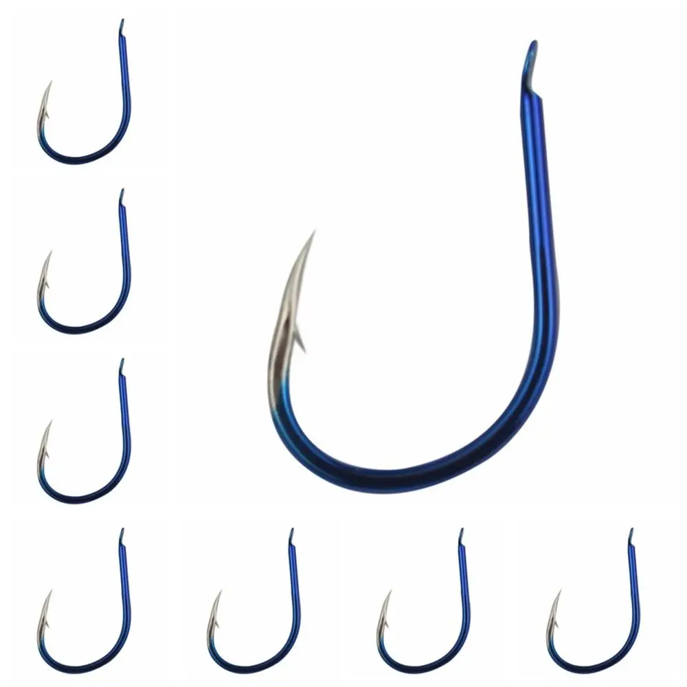 50Pcs Fish Accessories Carbon Steel Blue Fishing Hooks Bass Barbed Hook Ghost Tooth Hooks Sharp Crank Izu Fish Hook Freshwater