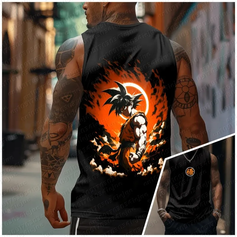 2026 Sommer Dragon Ball Goku Übergroßes Anime-Print Herren Ärmelloses T-Shirt Trainingsweste Sommer Schnelltrocknend Leichtgewicht