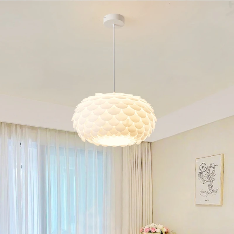 Cream Wind Pendant Lamp Modern Minimalist Parlour Ceiling Light Bedroom Dining Room Creative Feather French Lighting Fixture