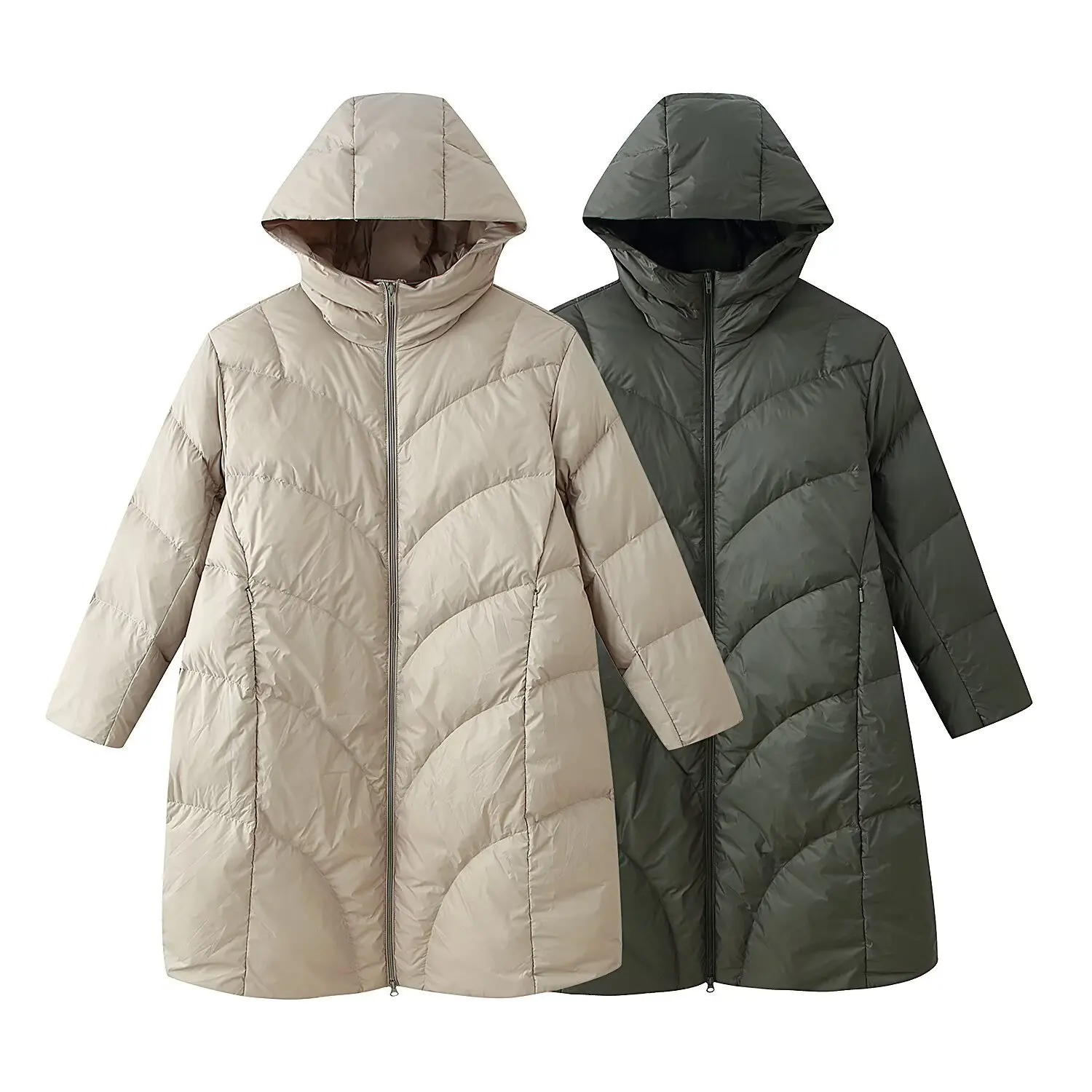 Women's Fashionable Long Hooded Cotton Coat   ZMKM
