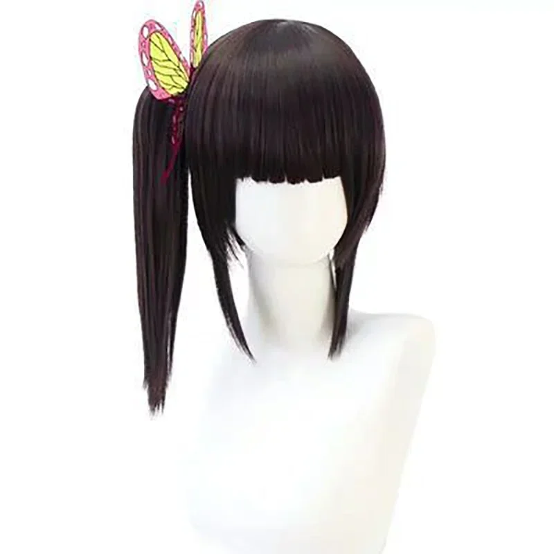 Disfraz de Anime Tsuyuri Kanao con peluca de cazador de demonios y tocado de mariposa para adultos y niños, accesorio de fiesta tipo kimono