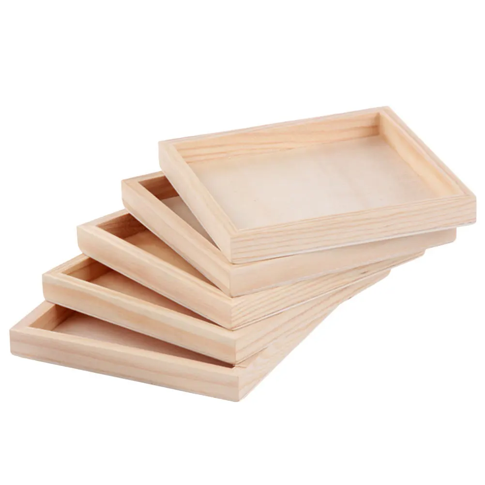 5pcs Puzzle Tray Wooden For 3D Block Storage Unfinished Wood Organizer Sorting Tray Kids Puzzle Game Mat Accessory