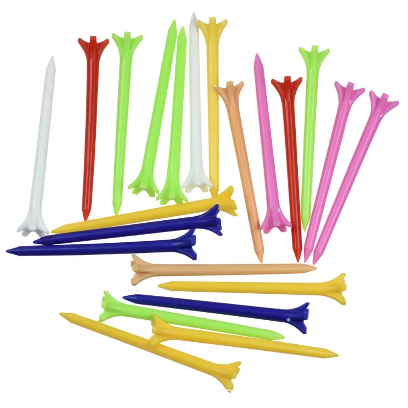 50pcs Golf Plastic Tees 70mm Five Claw Ball Stud Random Color ST01