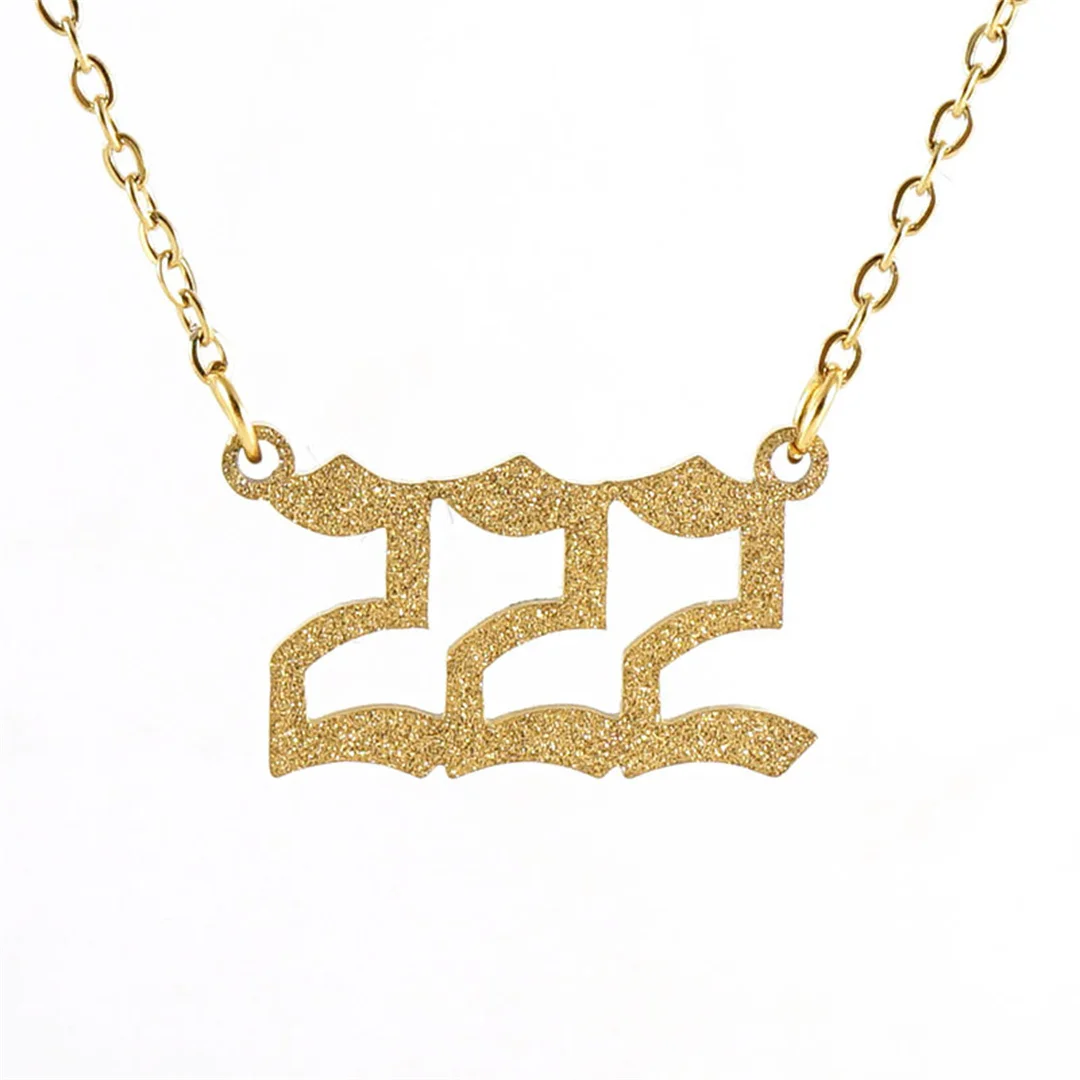 Punk Fashion Frosted Lucky Angel Number Pendant Female Gold Color Stainless Steel 1-9 Figure Necklace for Women Jewelry Gift