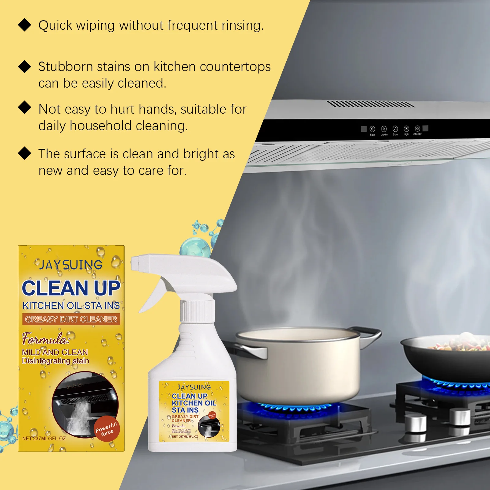 Limpiador de Manchas de Aceite Versátil de 237 ml, Desengrasante en Aerosol para Cocina, Elimina Grasa y Manchas de Aceite de Forma Fuerte
