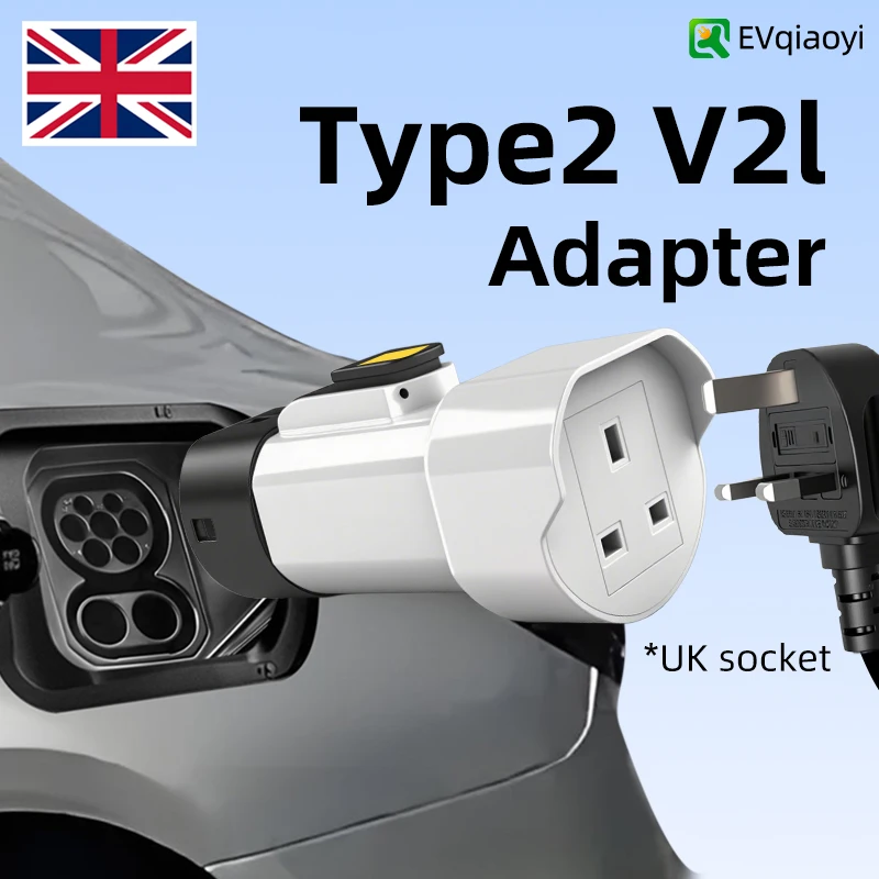 

EVqiaoyi TYPE 2 V2L Discharge Adapter 13A UK Use Socket Outdoor Power Station for BYD, MG4, Renault, Jaecoo 7