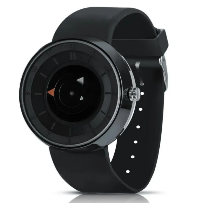 Relojes giratorios creativos a la moda, relojes deportivos con esfera grande para hombre, relojes de pulsera de cuarzo con banda de goma negra Paidu, Reloj de precio barato para hombre