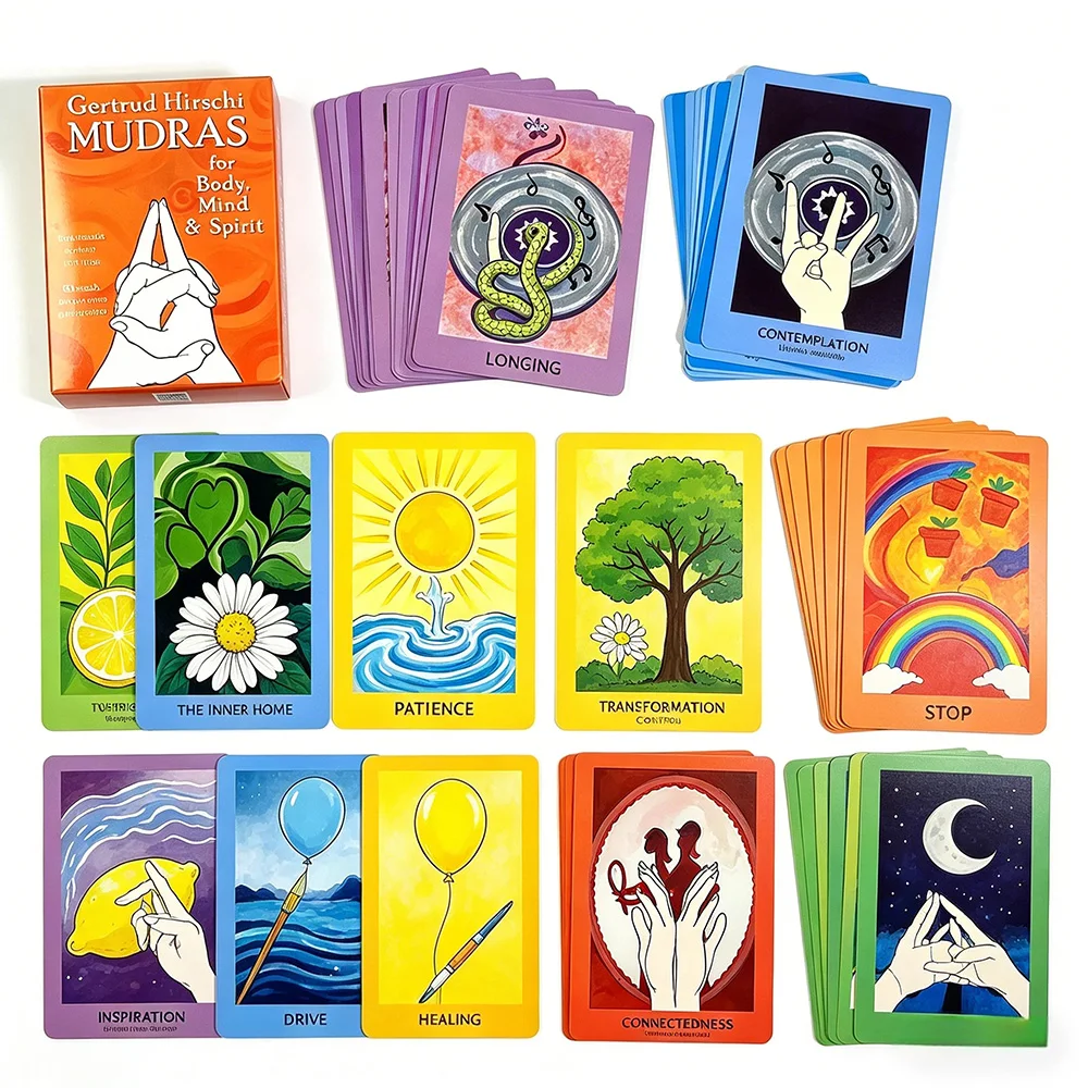 68-Card Yoga Mudra  Deck (10.3 x 7.5 cm),English Edition Healing Oracle Cards,suitable for yoga practice,meditation,and wellness