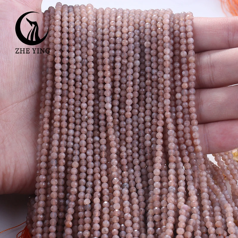 Natural Facetada Sunstone Stone Beads, Pequenas Minúsculas Amazonite Ágatas, Fazer Jóias DIY, Pulseiras Acessórios, 3mm, 15"