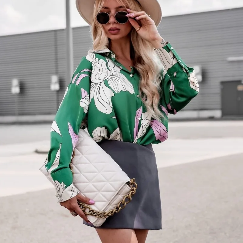 

Street Sle Casual irt Women's Spring Autumn Faion Durable Polyester Cotton Blend Long Sve Loose Fit Button up