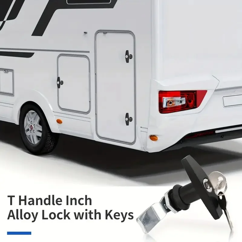 

Heavy-Duty RV T-Handle Lock Black Metal Handle With Keys Included MS324-1-2 Secure & Durable Hardware For RV Easy Installation