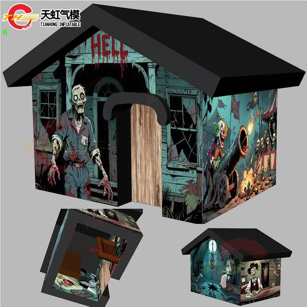Customized 4x3m Inflatable Halloween Haunted House Tent Portable Inflatable Halloween Maze Tent for Carnival Party Rental