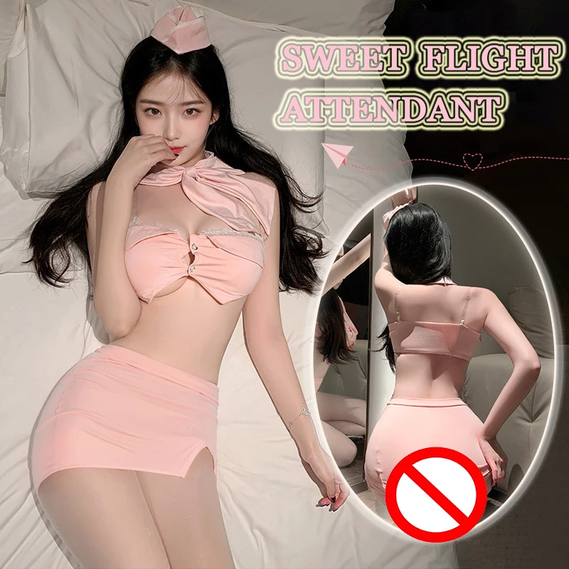 

Sexy Stewardess Office Lady Cosplay Costumes Flight Secretary Cute Wrap-Around Skirt Erotic Lingerie Porno Bar Temptation Sets
