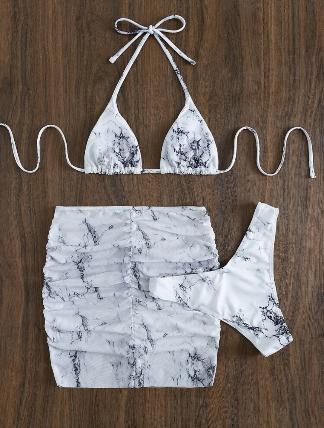 

Sexy Bikini Set Tight Mesh Print Cover-Up Adult Swimsuit Split Design Sportswear from Mainland China Cross-Border Item