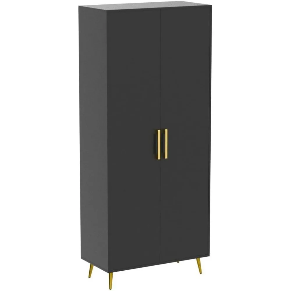 Gabinete de almacenamiento alto, gabinete de despensa de cocina independiente con estante y puertas ajustables, acento de almacenamiento de piso para