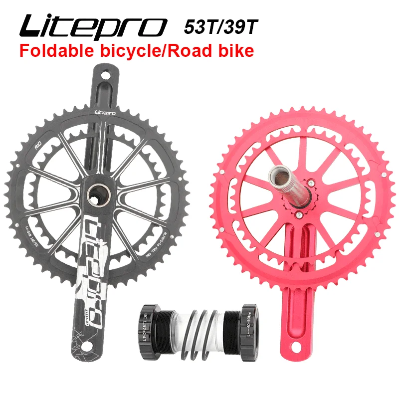 

LP Litepro Folding Bicycle Crankset Aluminum Alloy Hollow Double Disc 53/39T Road Bike universal accessories Crank 170mm