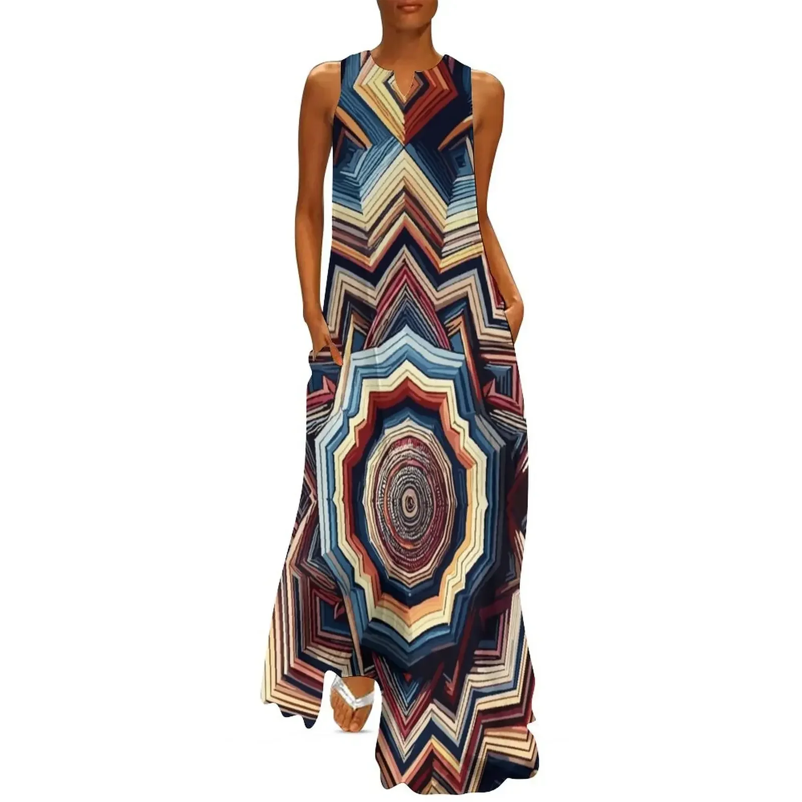 

Hypnotic Abstract Kaleidoscope Sequence Patterns v3 Long Dress beach dress Dress women Long veiled dresses
