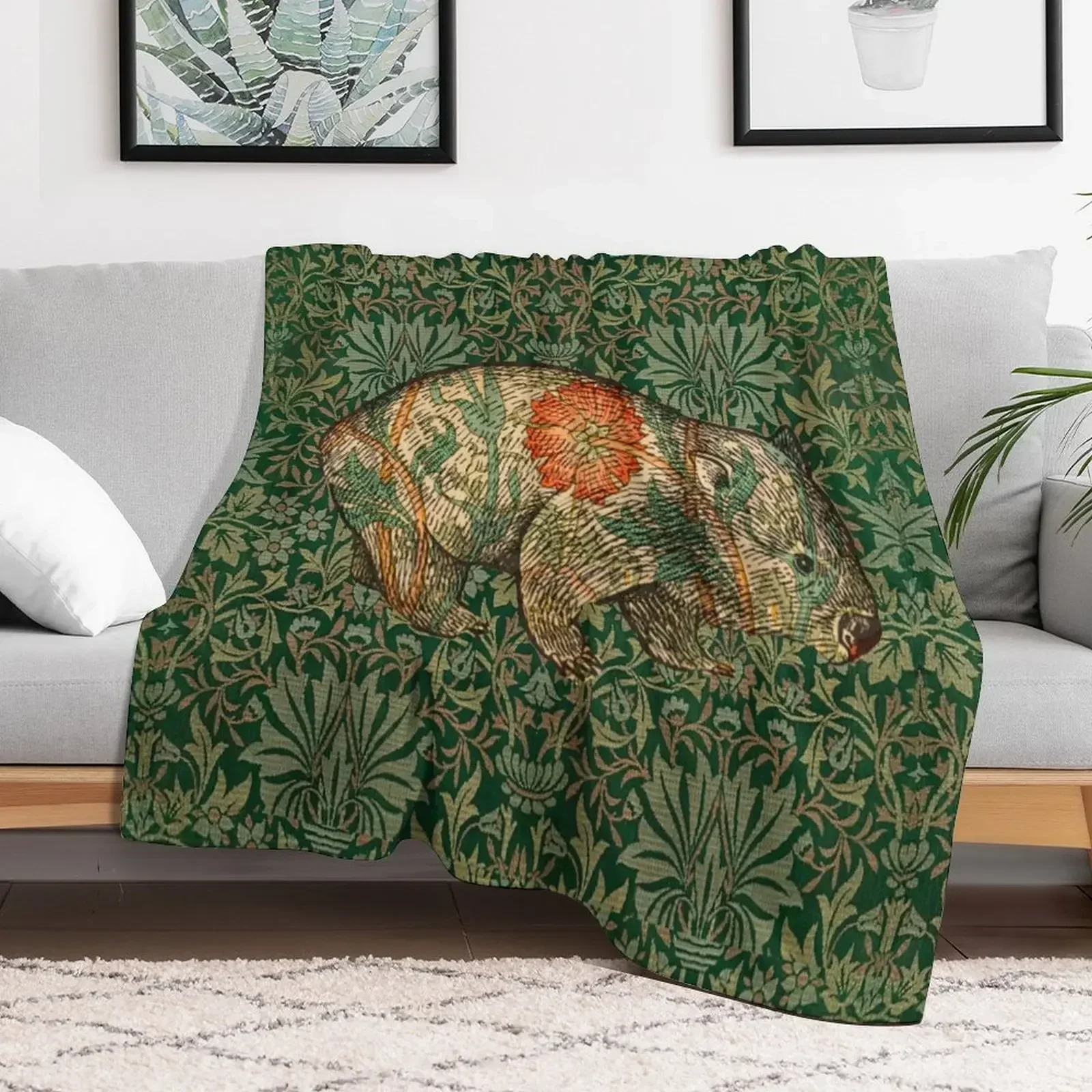 

Rossetti's Wombat in Green Flower Garden Throw Blanket For Sofa Thin bed plaid Softest Shaggy Blankets