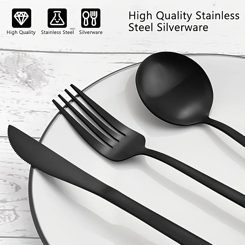 30-Piece Black Premium Food-Gr - Gold Plated Cutlery 리뷰 및 가격