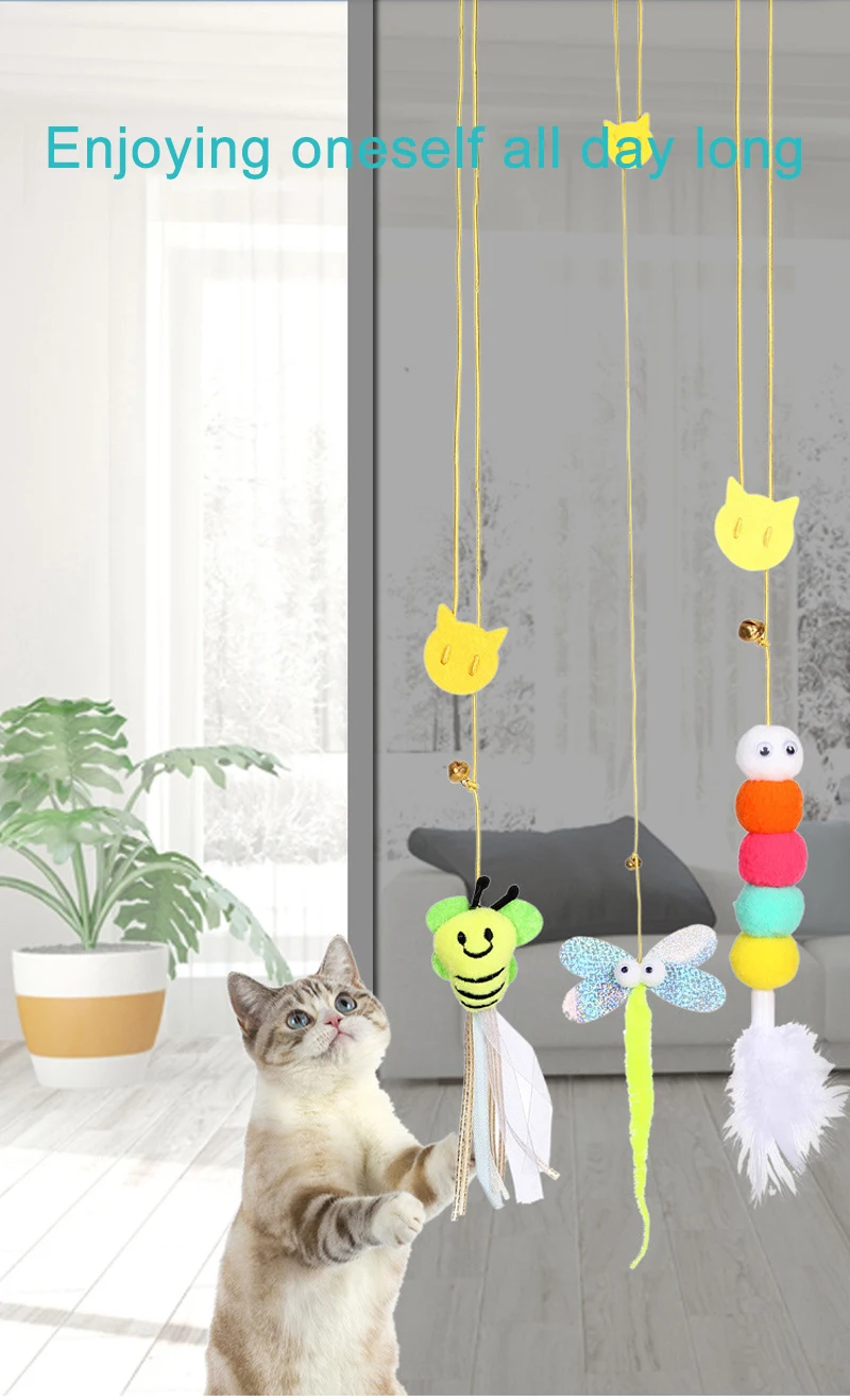 Simulation Katzen spielzeug Katze Kratz seil Feder lustiges Kätzchen spielen Spiel interaktives Spielzeug einziehbare hängende Tür Haustier liefert – Detail 3