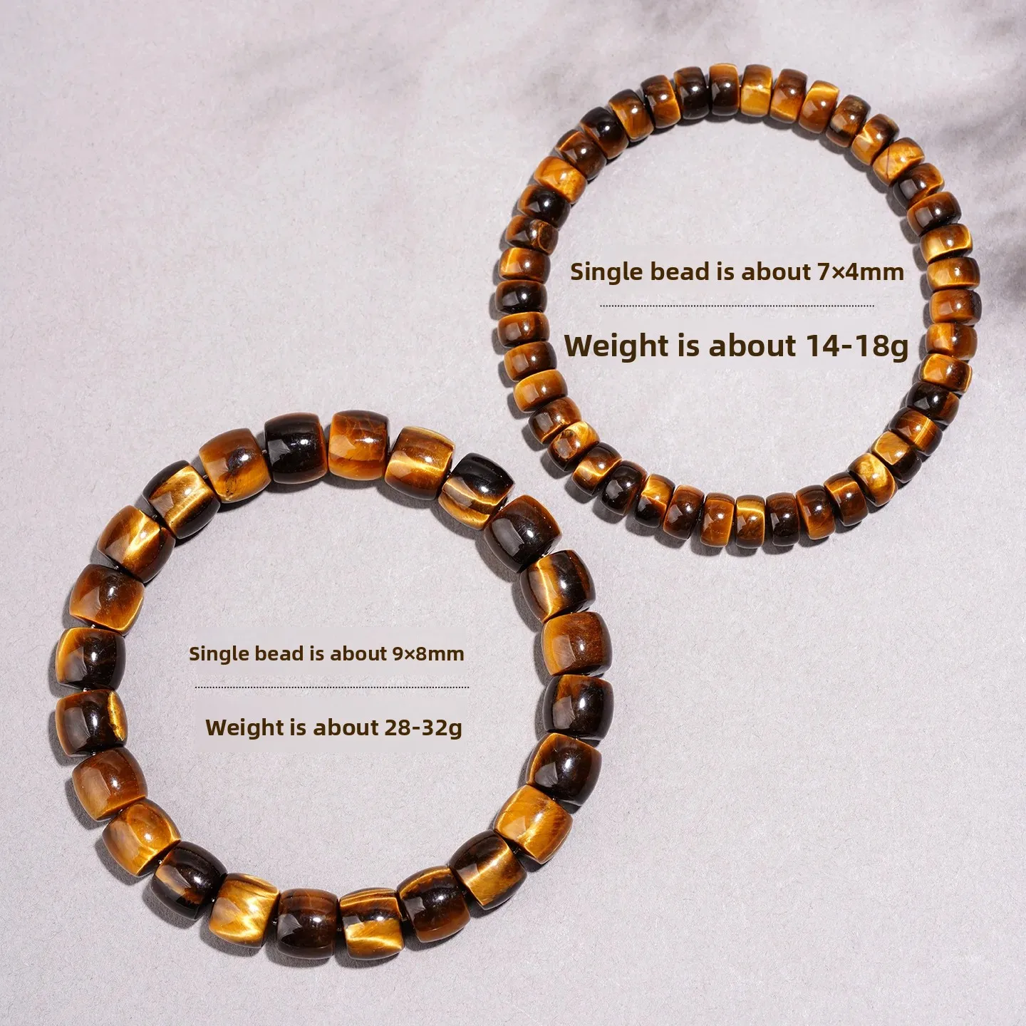 Natural Yellow Tiger Eye Bucket Bead Single Circle Bracelet for Men and Women's Couples Simple Plain Circle Lucky Ins HandString