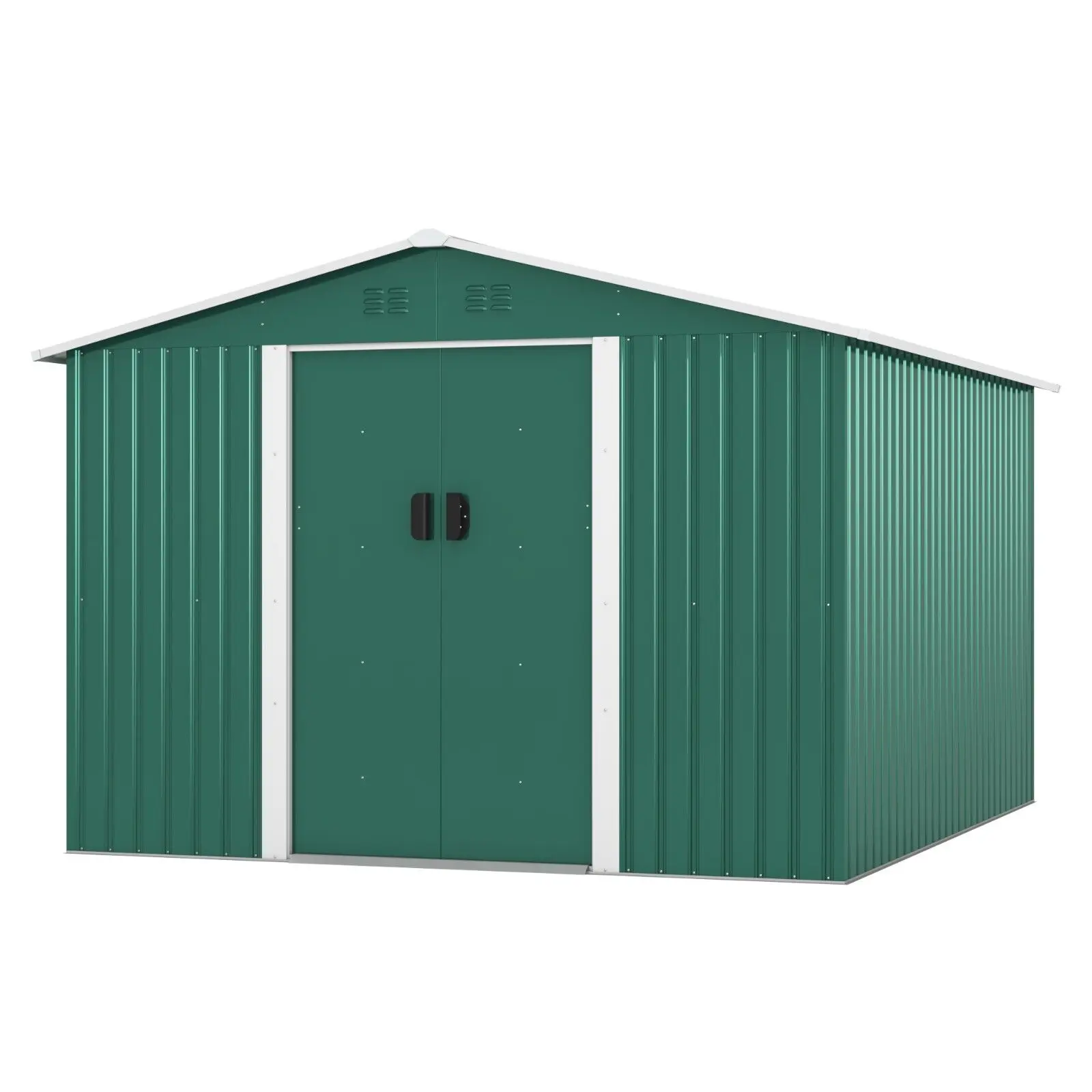 

10.5'x9.1' Outdoor Storage Shed w/Sliding Doors Metal Shed Garden Shed Lockable