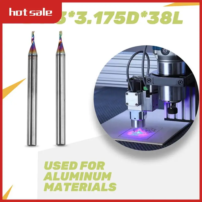

A52I-2PCS D1x3x3.175Dx38l Single Flute Solid Tungsten Carbide Alloy End Mill Coating Milling Cutter Bit Foraluminium