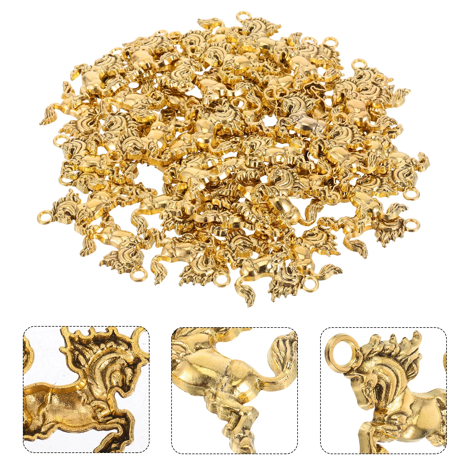 

60 Pcs Zodiac Horse Pendant Cute Charms for Jewelry Crafting Supplies Dangle Animal Zinc Alloy Purse