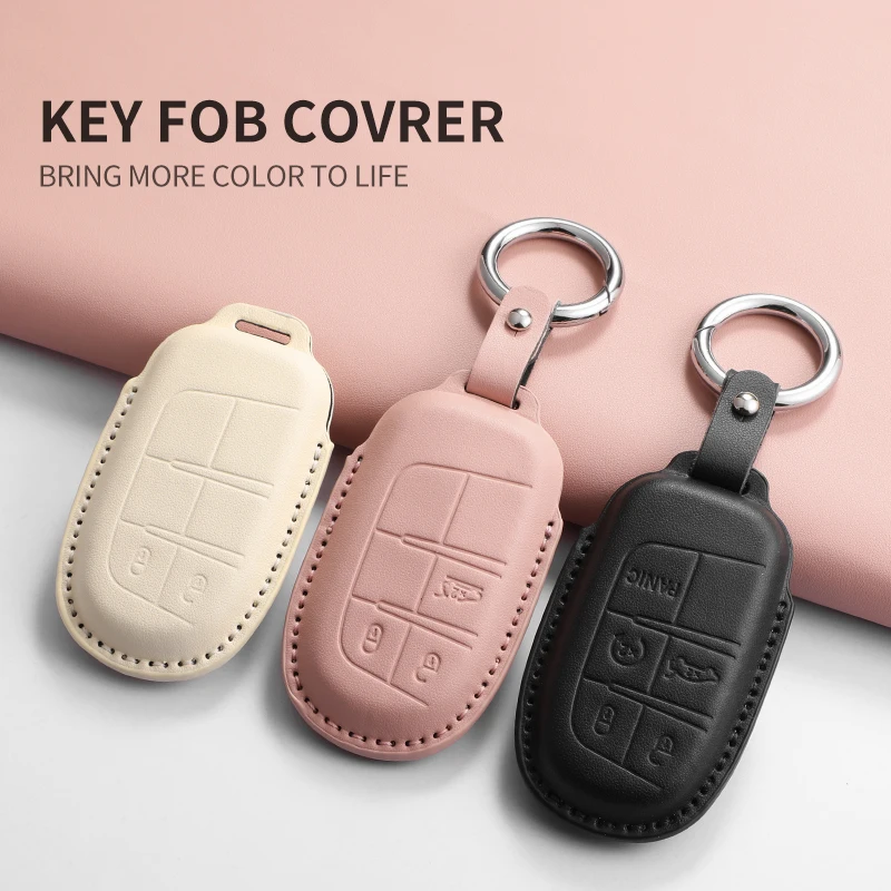 Funda protectora de cuero PU para llave de coche, accesorio para Jeep Chrysler 300 200 Cherokee Wrangler Compass Renegade Fiat 500X