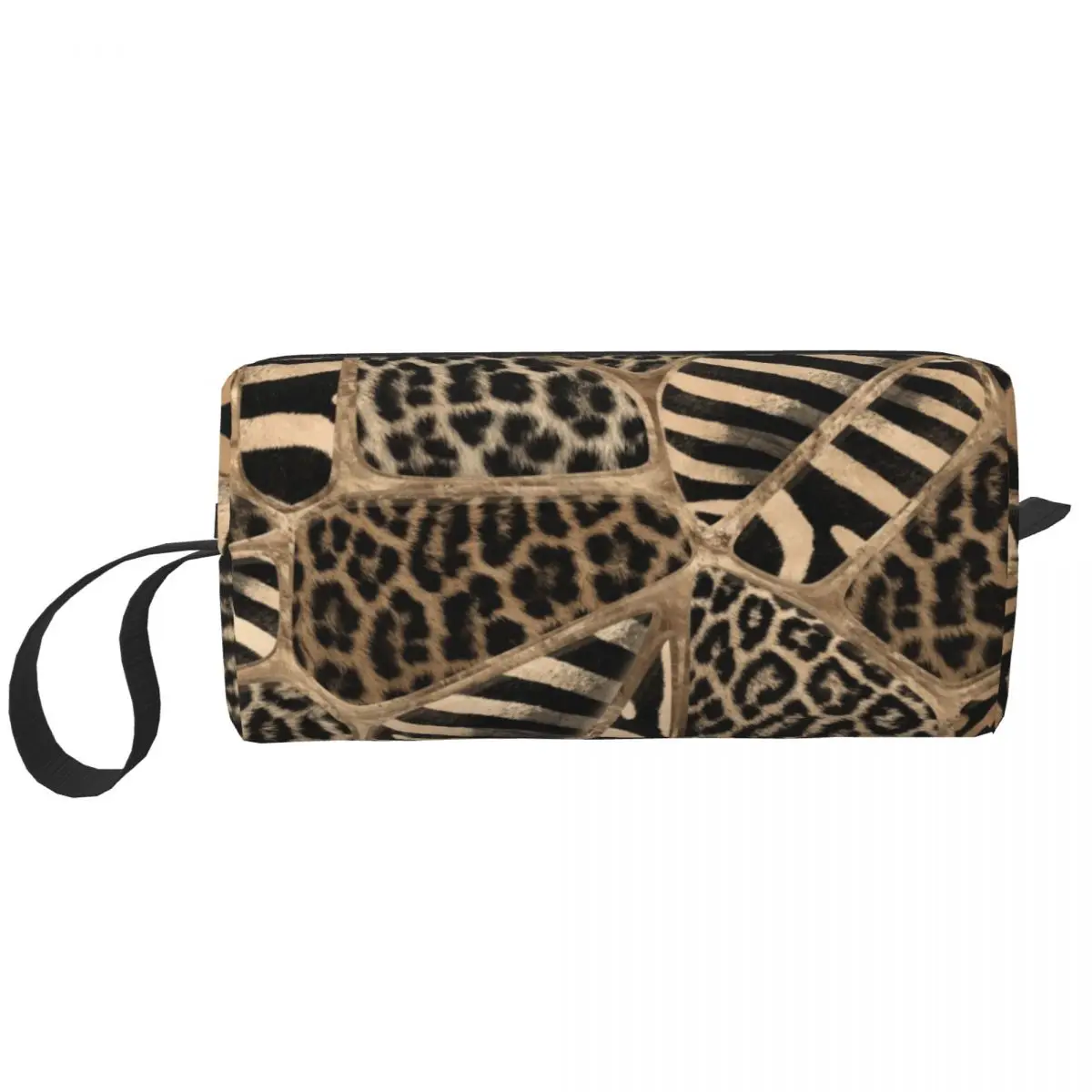 Animal Print Cosmetic Bag Women Kawaii Big Capacity Leopard And Zebra Pastel Gold Makeup Case Beauty Storage Toiletry Bags