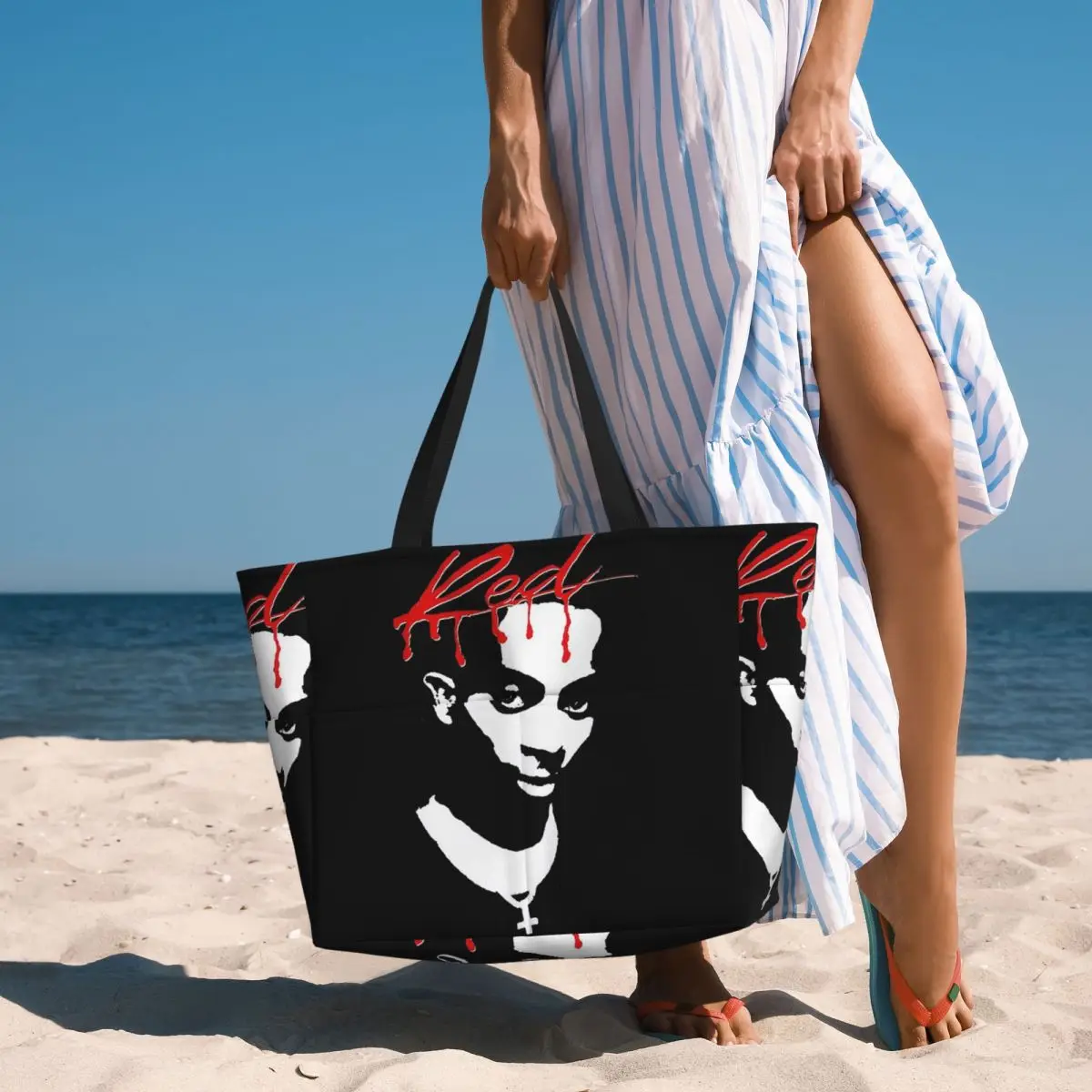 

Playboi Carti Whole Lotta Red Album Cover Beach Tote Bag Sport Gym Yoga Duffle Large Tote Bag Women Travel Bag Fitness bag