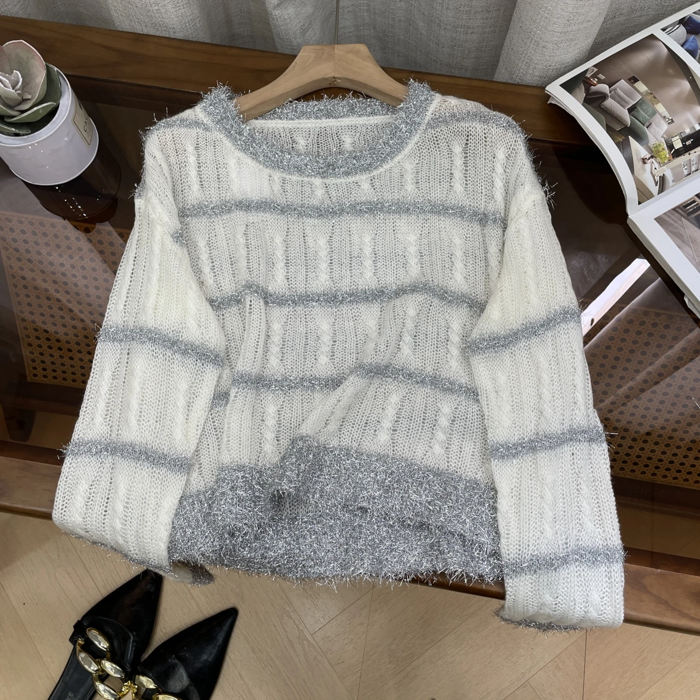 

Autumn Winter Color Blo Design Long Sve round Ne Knitwear Tassel Trim J3 Sweet Sle Straight Cut Other Material 00%