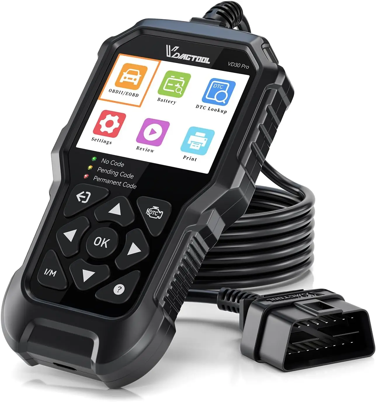 

Диагностический сканер VDIAGTOOL VD30Pro OBD2 для проверки двигателя, измерения напряжения аккумулятора и тестирования I/M для OBDII