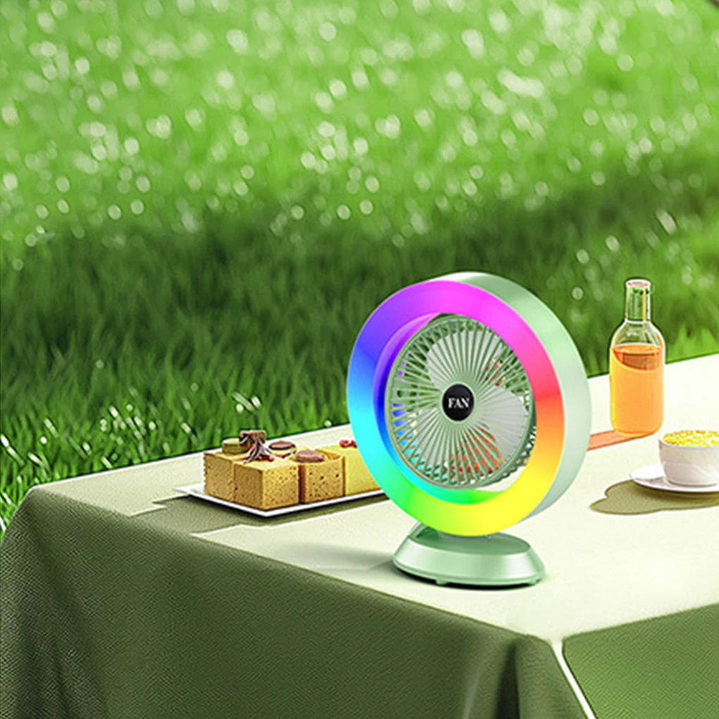Rechargeable Fan For Home With Type-C Power Supply Desktop Fan Small Fan And Rgb Light Color Change