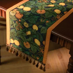Retro Jacquard Table Runner with Tassels Sunflower Embroidery Table Setting Ethnic Style Dining Kitchen Decoration Table Runners