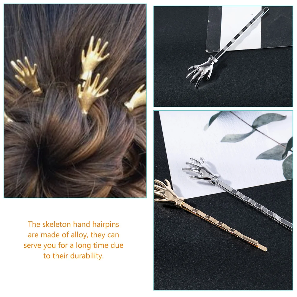 

4Pcs Hair Clip for Goth Hand Metal Hairpin Halloween Decoration Bobby Pin Women Hair Accessories